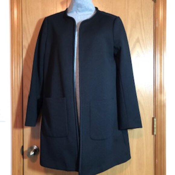 NWOT Black Casual H&M Blazer Coat Jacket Open Front Lined Textured 14 - Picture 3 of 10